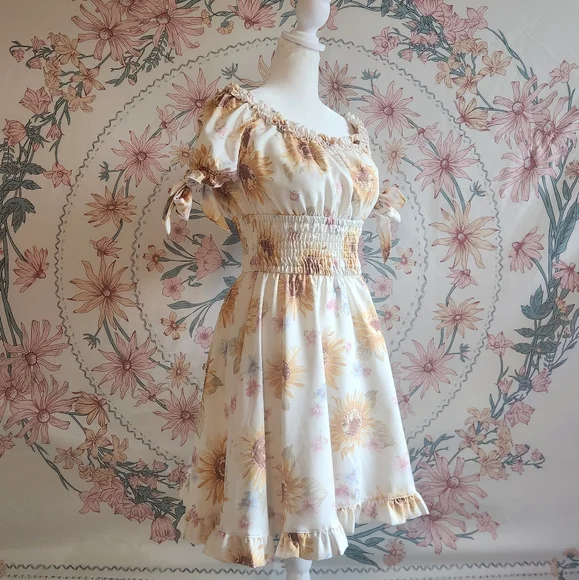 Liz Lisa Sunflower Floral Print Onepiece Dress Vintage Y2k Iconic Gyaru Gal Mori - Picture 11 of 12